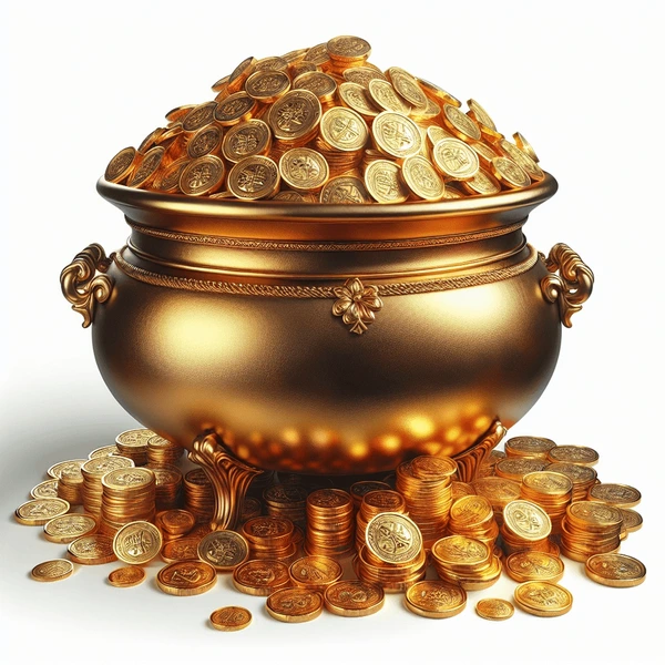 gold coins pot on white 600nw 2531711677
